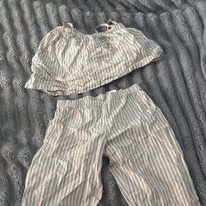 Striped Two-Piece Linen Blend Set